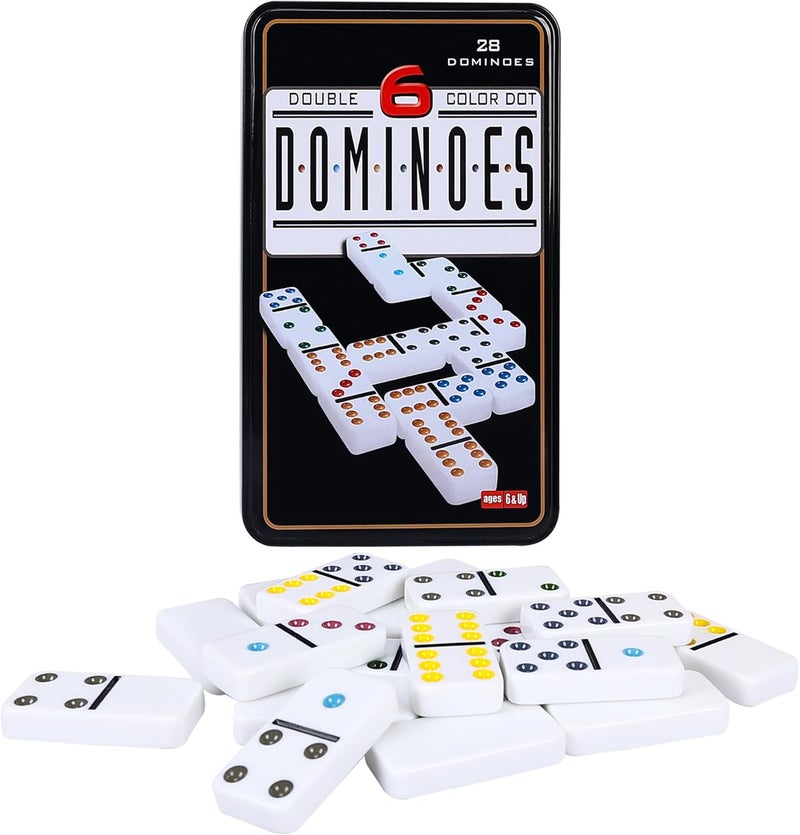 GOTHINK Dominos Set for Adults with 4 Wooden Trays/Racks, Double 6 Dominoes Set with Holders, 28 Tile Colored Dot Dominos Games Set with Case Mexican Train Accessories Board Games for Family - Image 4